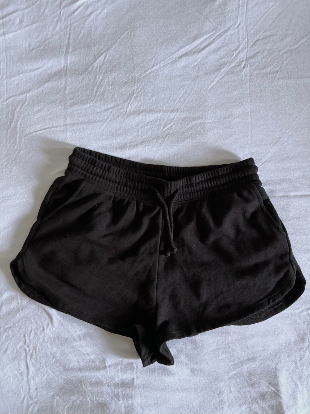 H&M Black Athletic Cotton Lounge Shorts with Drawstring